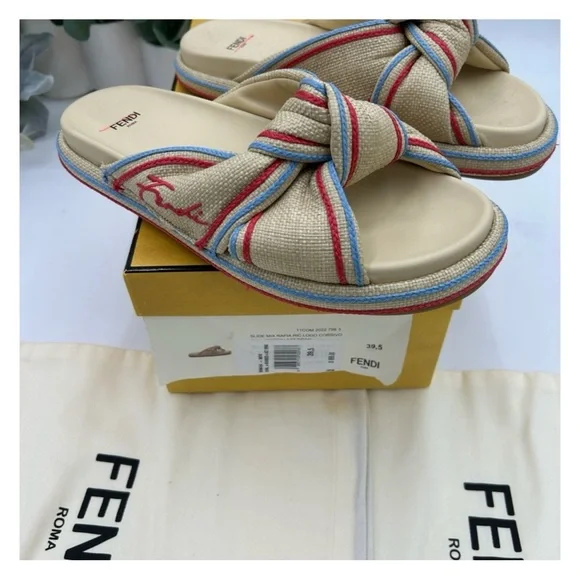 Fendi KNOT cursive sandals size 39.5 made in Italy - Picture 2 of 6